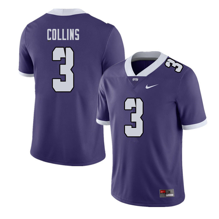 Men #3 Donavann Collins TCU Horned Frogs College Football Jerseys Sale-Purple - Click Image to Close